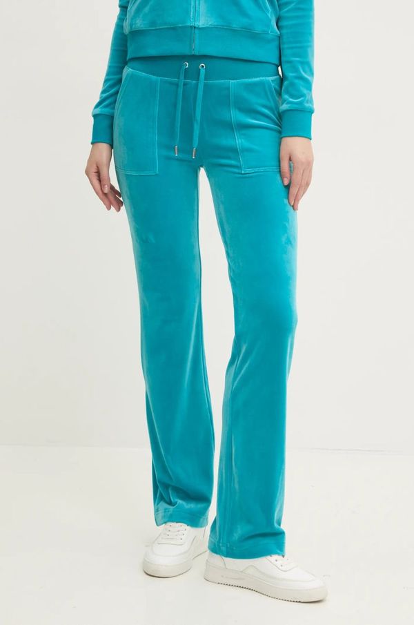 Juicy Couture Velur spodnji del trenirke Juicy Couture DEL RAY PANT zelena barva, JCAP180