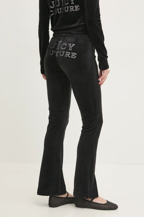 Juicy Couture Velur spodnji del trenirke Juicy Couture LISA REGAL VELOUR STRAIGHT LEG TRACK PANT črna barva, JCBBJ224829