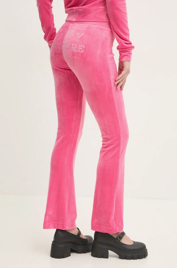 Juicy Couture Velur spodnji del trenirke Juicy Couture LISA REGAL VELOUR STRAIGHT LEG TRACK PANT roza barva, JCBBJ224829