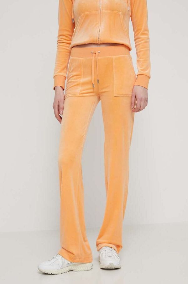 Juicy Couture Velur spodnji del trenirke Juicy Couture oranžna barva