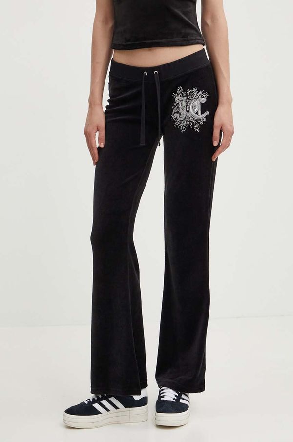 Juicy Couture Velur spodnji del trenirke Juicy Couture RENAISSANCE CAISA LOW RISE PANT črna barva, JCGBJ224002