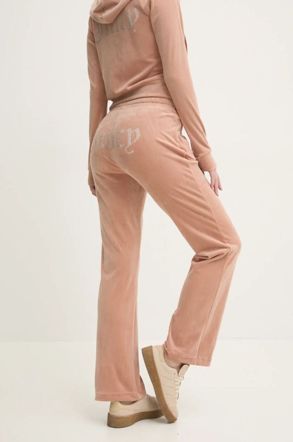 Juicy Couture Velur spodnji del trenirke Juicy Couture TINA TRACK PANT rjava barva, JCAPW045