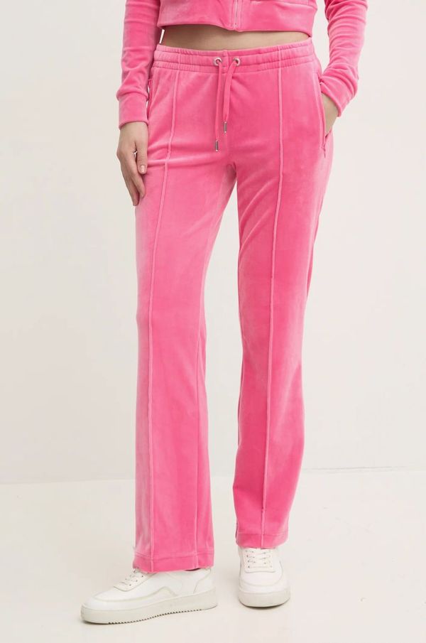 Juicy Couture Velur spodnji del trenirke Juicy Couture TINA TRACK PANT roza barva, JCAPW045