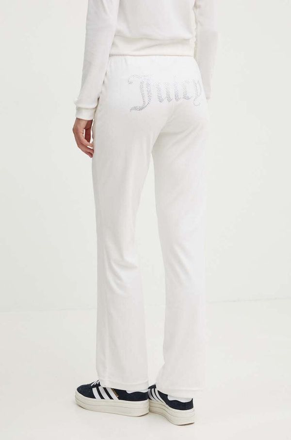 Juicy Couture Velur spodnji del trenirke Juicy Couture TINA TRACKPANTS bela barva, JCAPW045