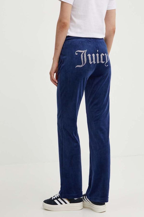 Juicy Couture Velur spodnji del trenirke Juicy Couture TINA TRACKPANTS mornarsko modra barva, JCAPW045