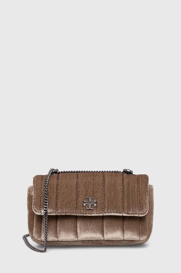 Tory Burch Velur torbica Tory Burch rjava barva