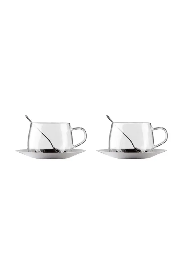 Vialli Design Vialli Design komplet skodelic s podstavkom iz borosilikatnega stekla 400 ml