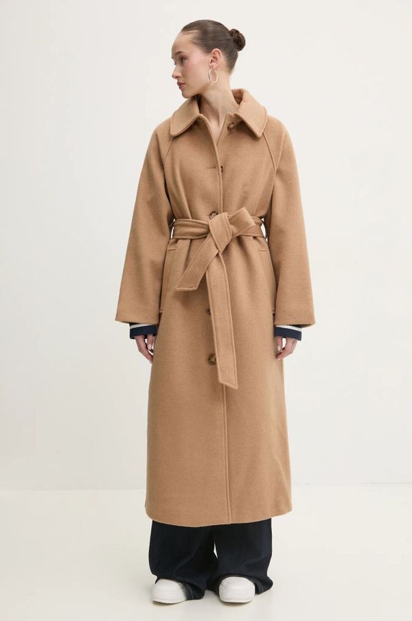 Abercrombie & Fitch Volnen plašč Abercrombie & Fitch bež barva, KI144-4196