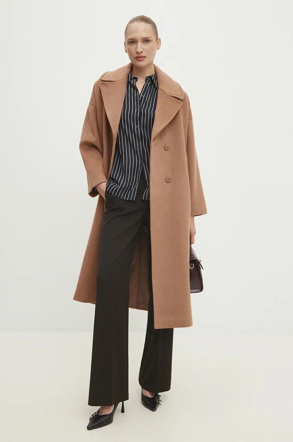 Answear Lab Volnen plašč Answear Lab rjava barva