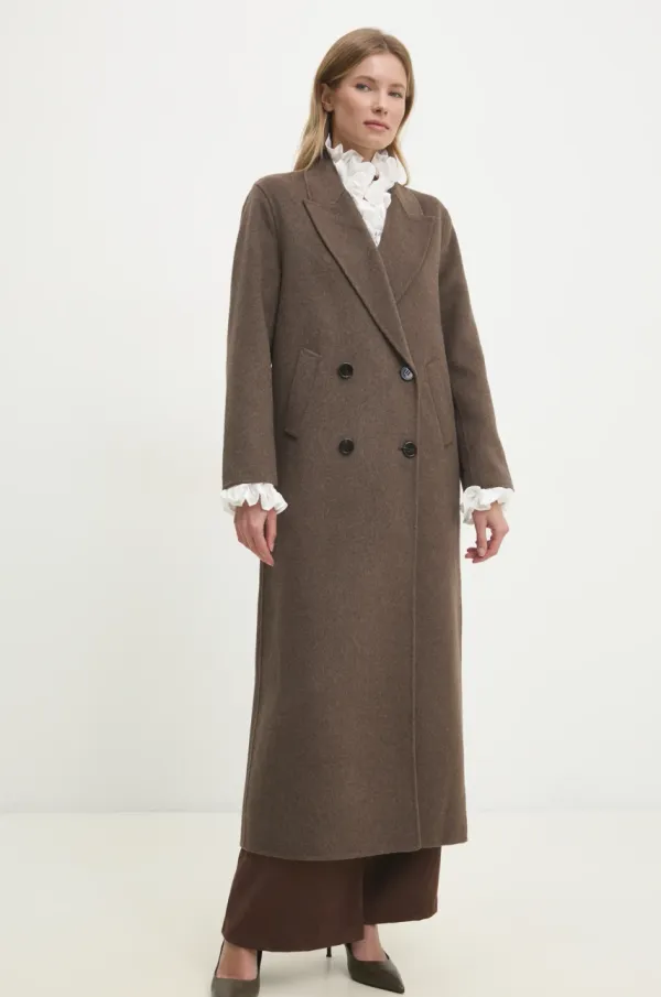 Answear Lab Volnen plašč Answear Lab rjava barva