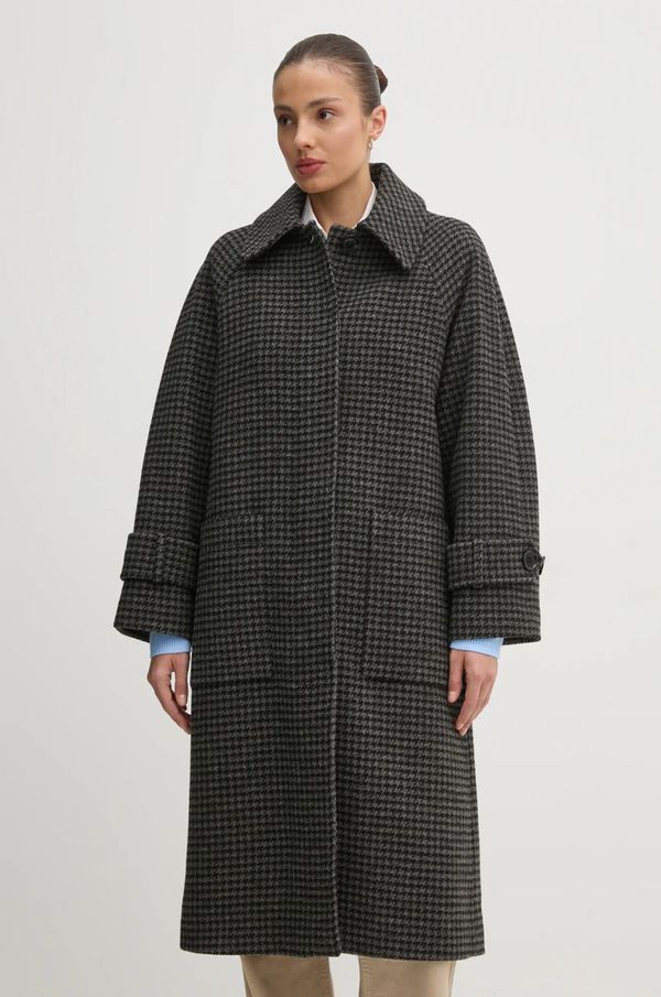 Barbour Volnen plašč Barbour Veronica Wool Car Coat siva barva, LWO0238