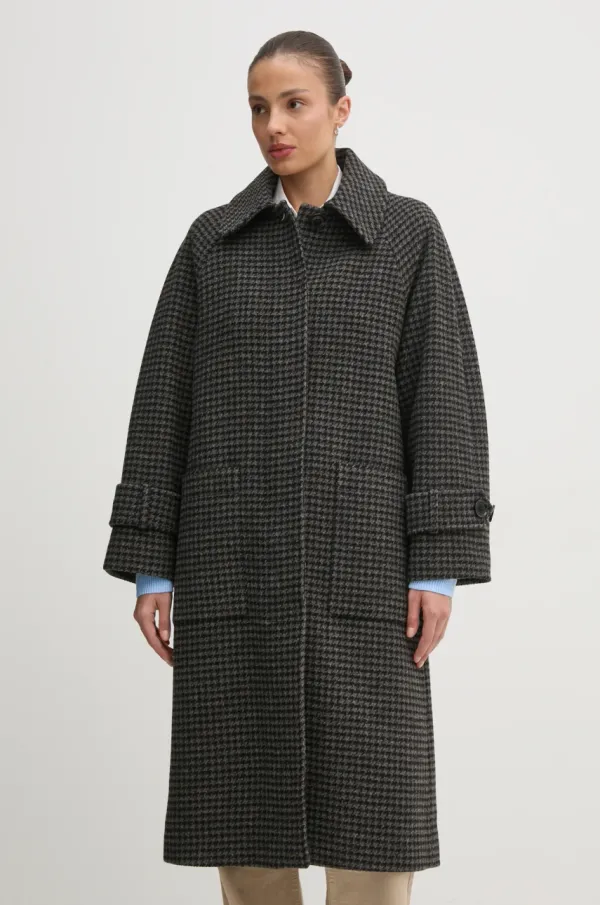 Barbour Volnen plašč Barbour Veronica Wool Car Coat siva barva, LWO0238