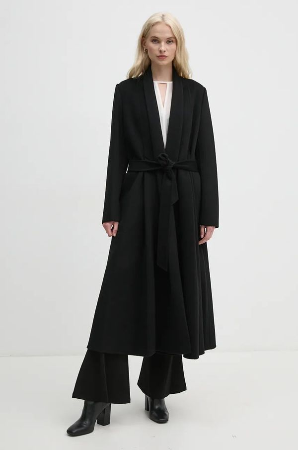 DIANE VON FURSTENBERG Volnen plašč DIANE VON FURSTENBERG črna barva, DVFCL3S001