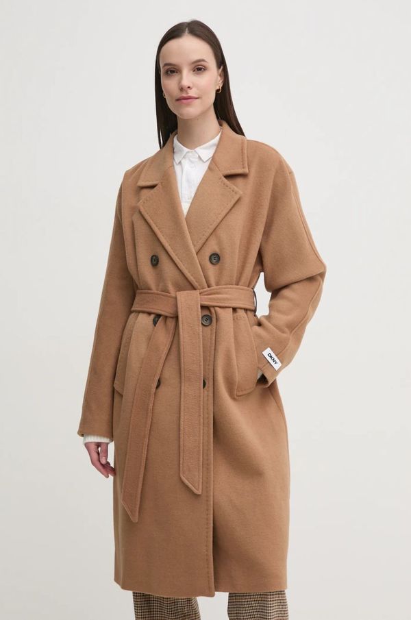 DKNY Volnen plašč Dkny rjava barva, DLEMWS16