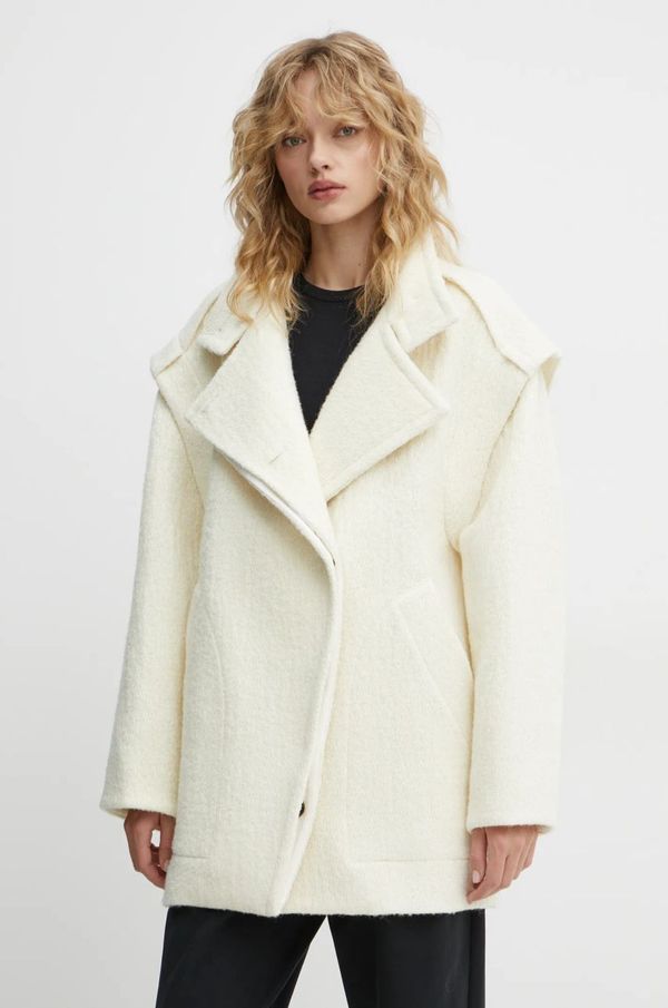 IRO Volnen plašč IRO bež barva, WM137JAVINA