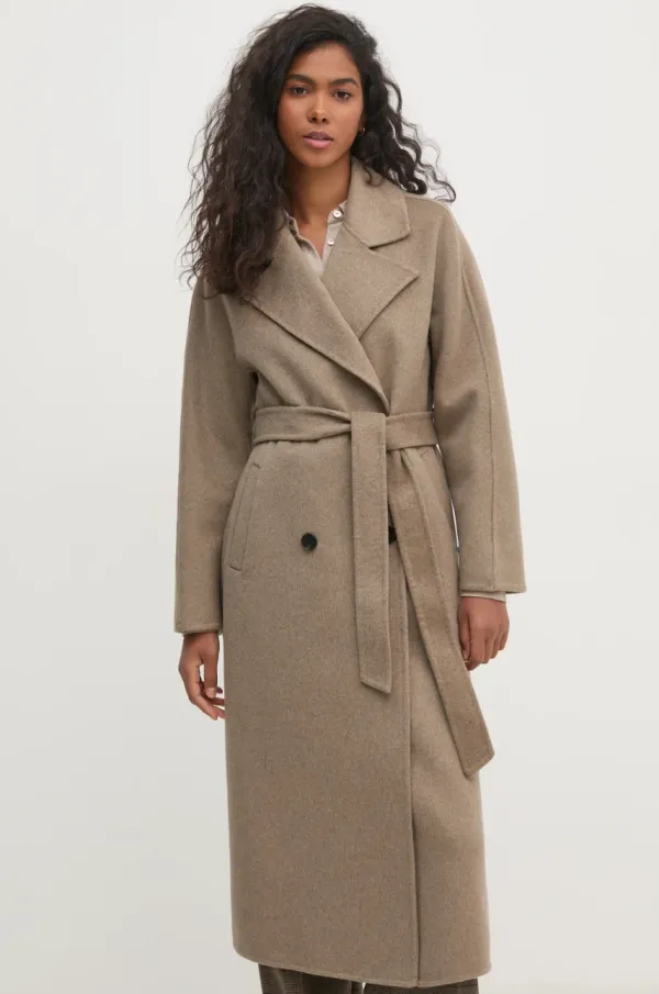 Pedro del Hierro Volnen plašč Pedro del Hierro bež barva, 7528339