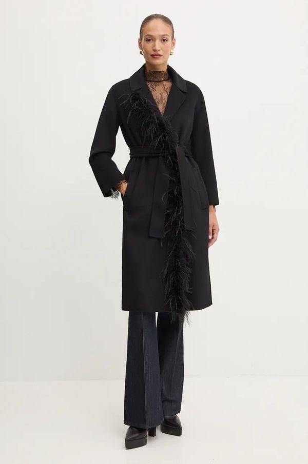 Twinset Volnen plašč Twinset črna barva, 242TP2065