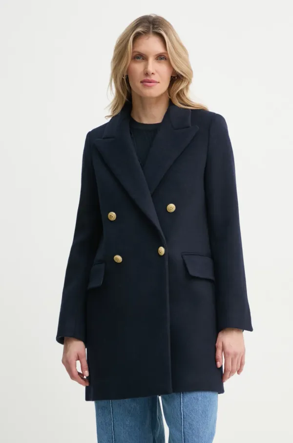 Zadig&Voltaire Volnen plašč ZADIG&VOLTAIRE mornarsko modra barva, WWCO01218