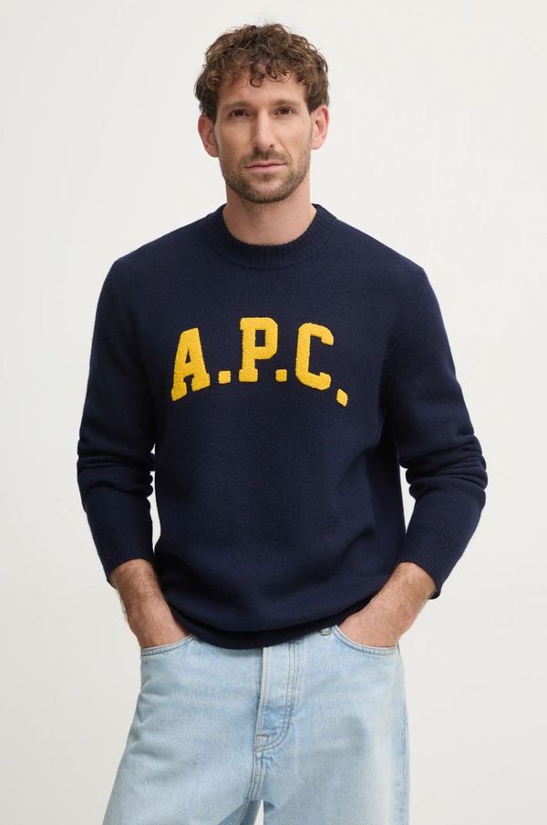 A.P.C. Volnen pulover A.P.C. pull joshua moški, mornarsko modra barva, WVBDK.M23365