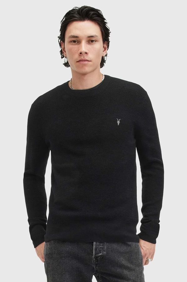 AllSaints Volnen pulover AllSaints IVAR MERINO CREW moški, črna barva, M087KB