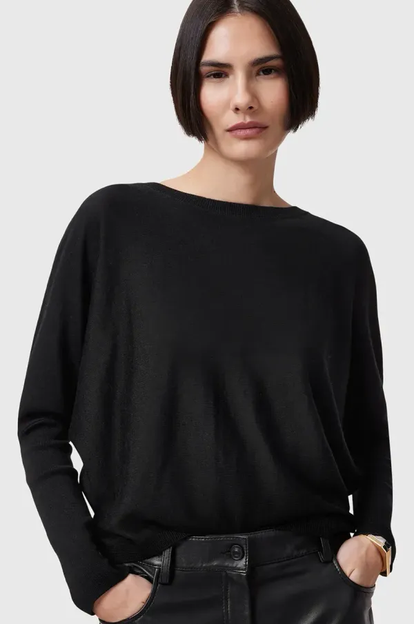 AllSaints Volnen pulover AllSaints JULIEANA ženski, črna barva, W035KB