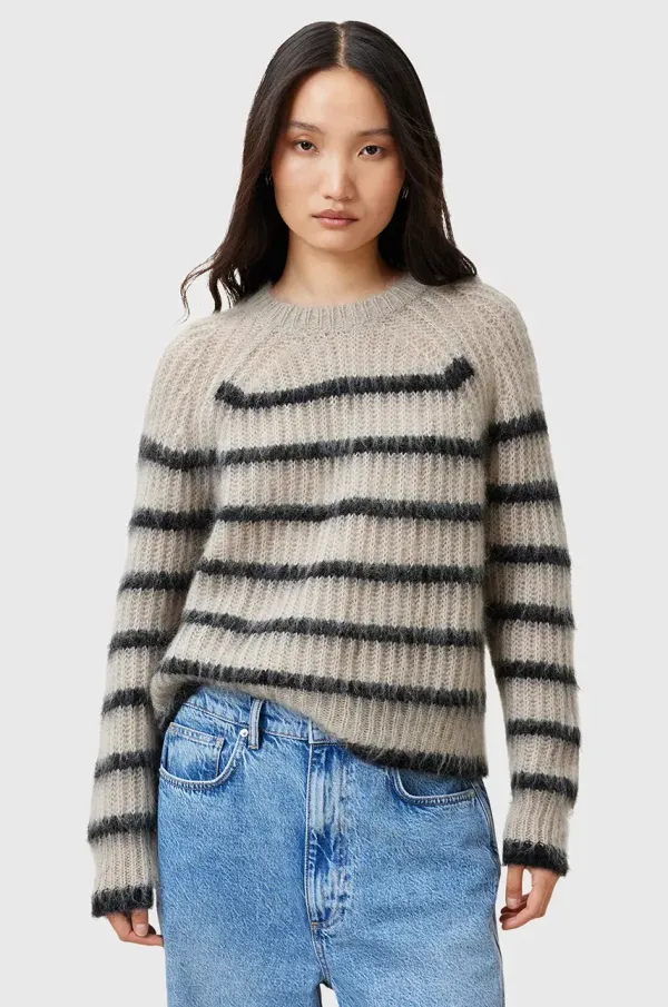 AllSaints Volnen pulover AllSaints RIGA ženski, bež barva, W013KC