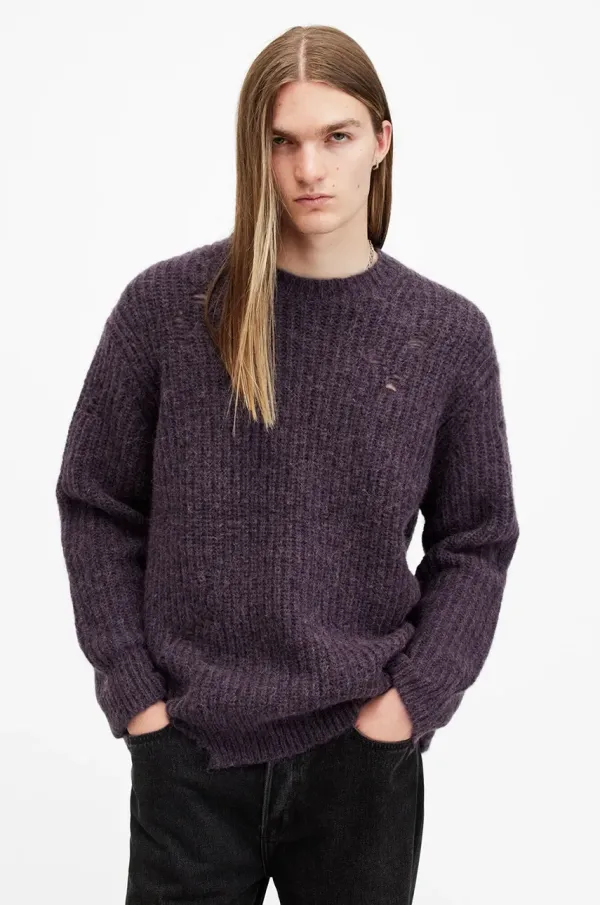 AllSaints Volnen pulover AllSaints SLANE moški, vijolična barva, M034KB