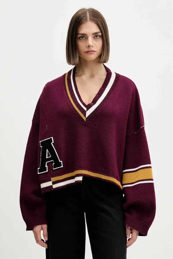 Ambush Volnen pulover AMBUSH Damaged Rib V Neck Sweater