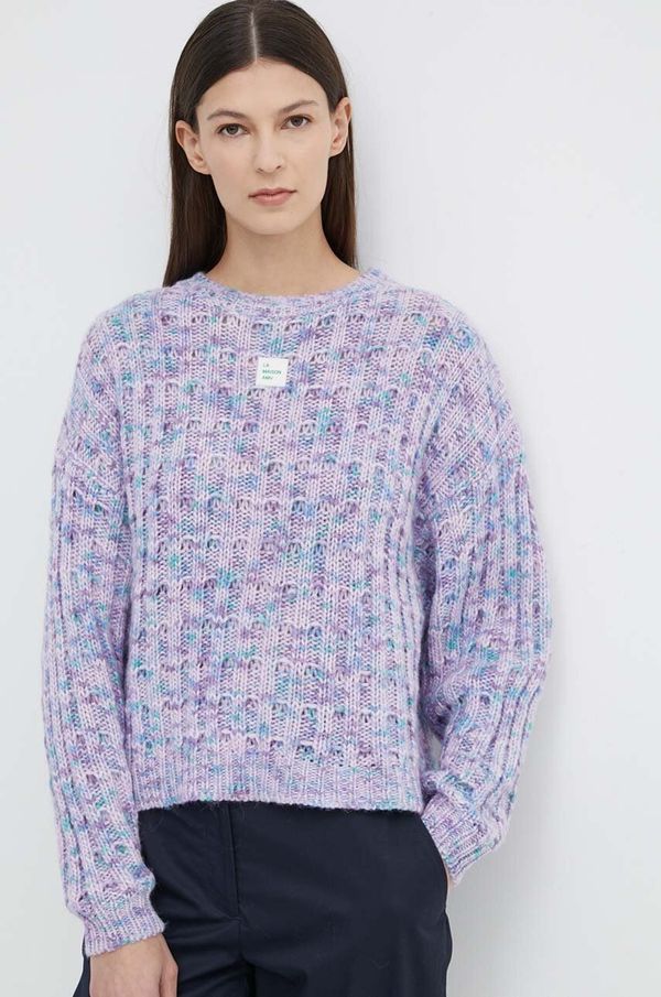 American Vintage Volnen pulover American Vintage PULL ML COL ROND ženski, vijolična barva, POY18AE24