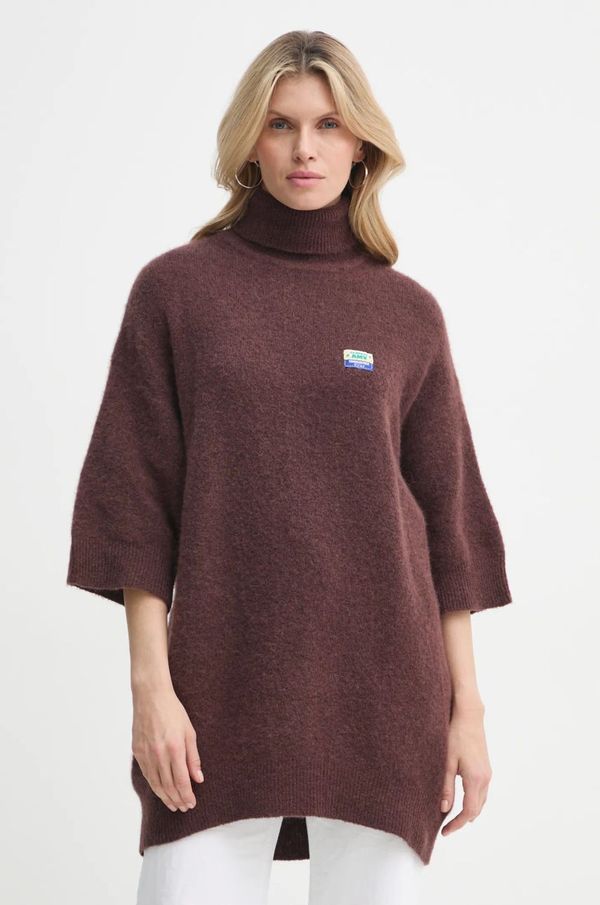 American Vintage Volnen pulover American Vintage ženski, rjava barva, VITO18HH24