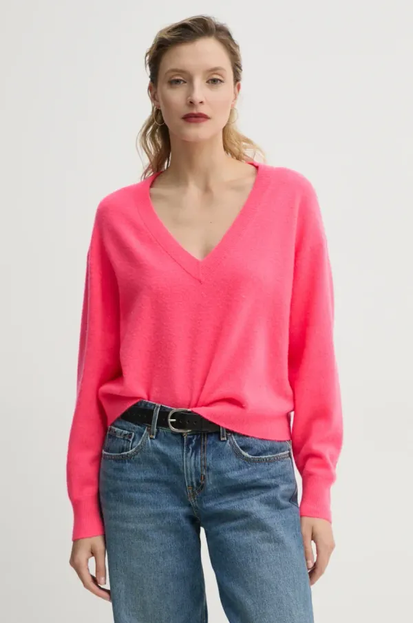 American Vintage Volnen pulover American Vintage ženski, roza barva, RAX18AE25