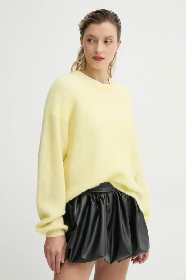 American Vintage Volnen pulover American Vintage ženski, rumena barva, NEN18CE25