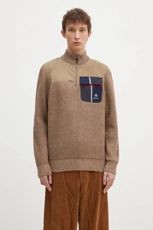 Baracuta Volnen pulover Baracuta Barbour x Baracut Miller Half Zip Knit