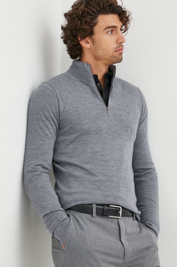 Calvin Klein Volnen pulover Calvin Klein moški, siva barva,