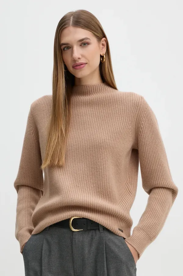 Calvin Klein Volnen pulover Calvin Klein ženski, bež barva, K20K207426