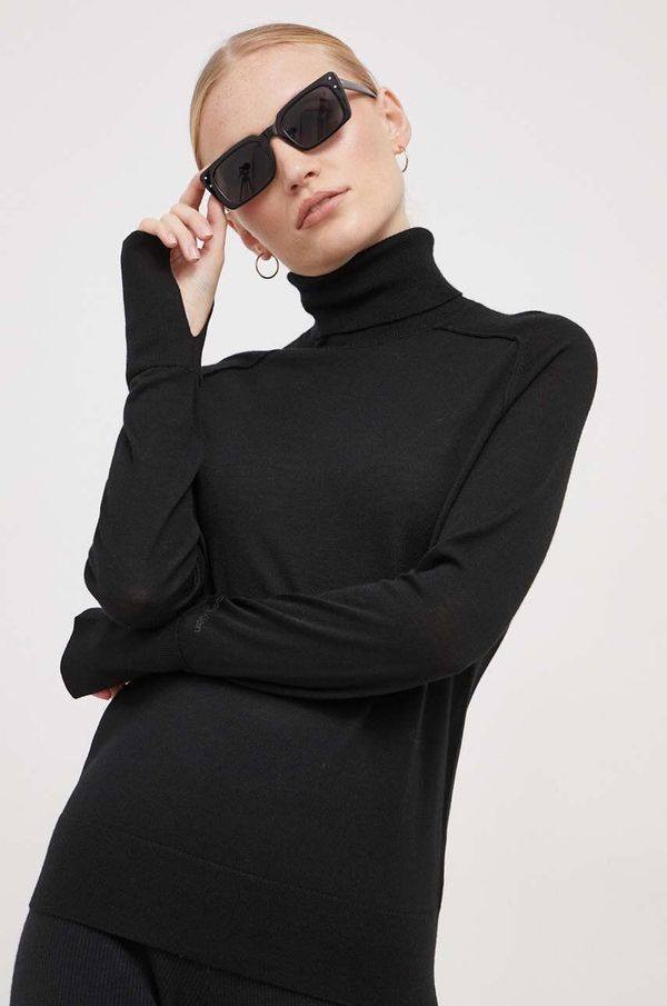 Calvin Klein Volnen pulover Calvin Klein ženski, črna barva