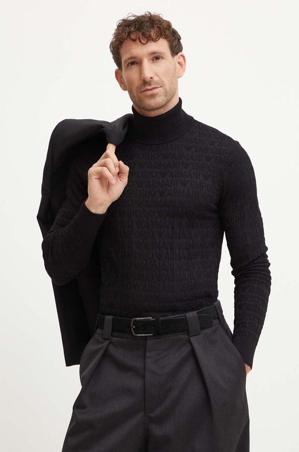 Emporio Armani Volnen pulover Emporio Armani moški, črna barva, 6D1MXJ 1MJMZ