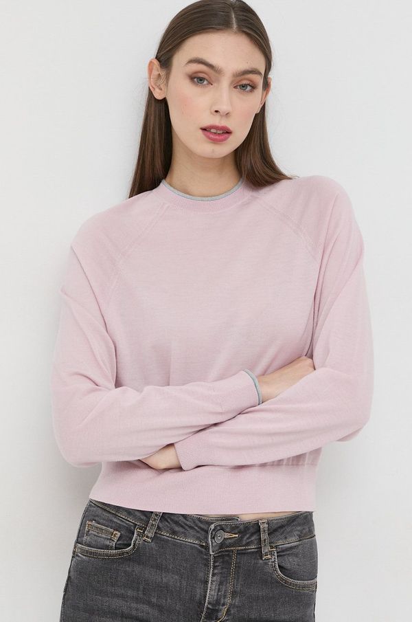 Emporio Armani Volnen pulover Emporio Armani ženski, vijolična barva