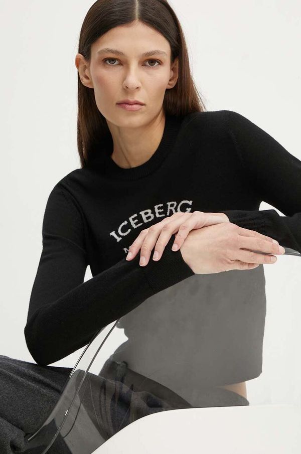 Iceberg Volnen pulover Iceberg ženski, črna barva, A004 9000