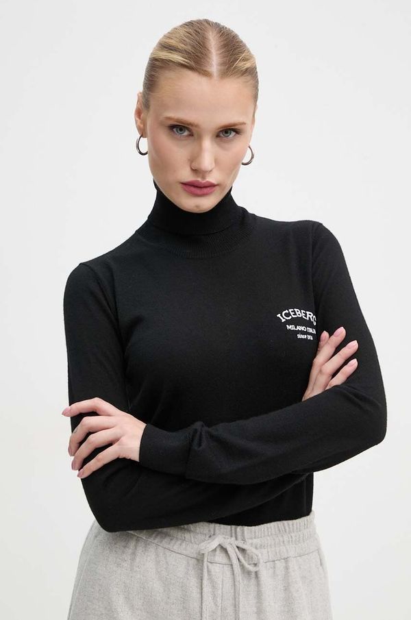 Iceberg Volnen pulover Iceberg ženski, črna barva, A008 9000
