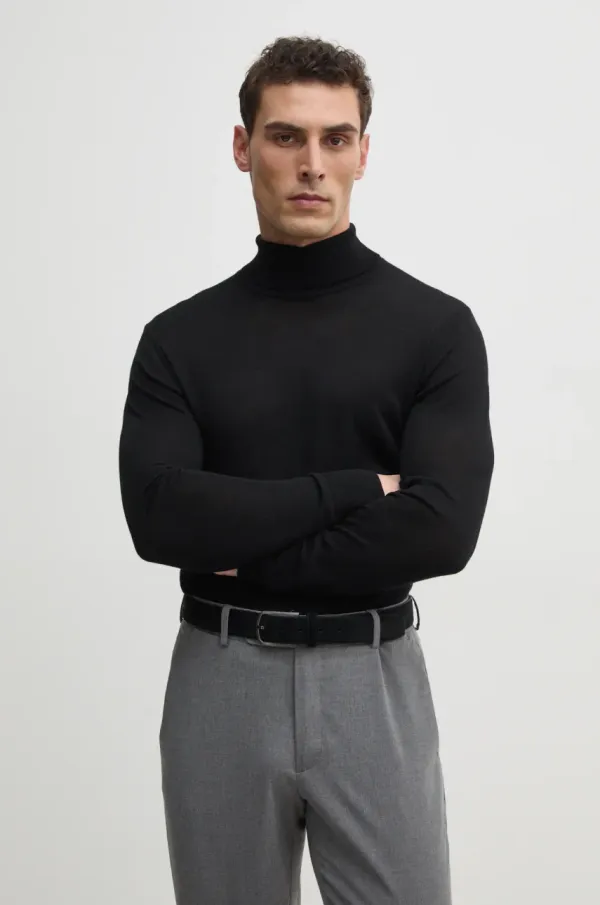 Karl Lagerfeld Volnen pulover Karl Lagerfeld moški, črna barva, 551309.655094