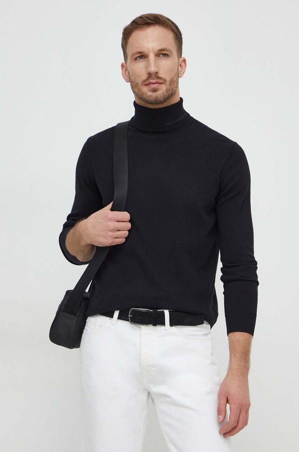 Karl Lagerfeld Volnen pulover Karl Lagerfeld moški, črna barva