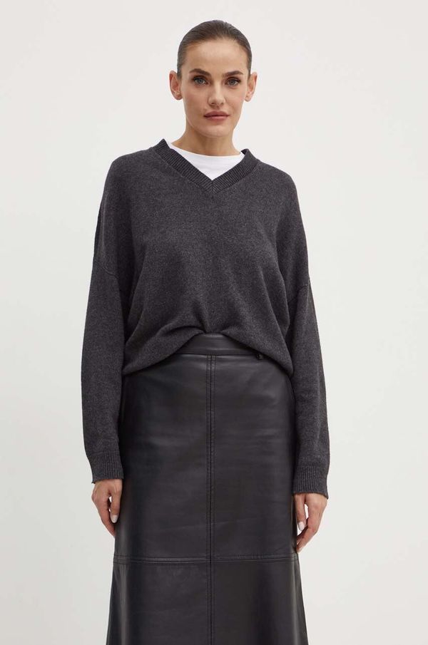 Liviana Conti Volnen pulover Liviana Conti ženski, siva barva, F4WC07