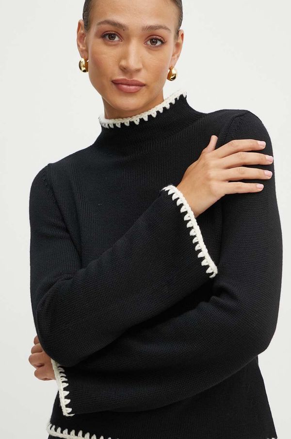 Luisa Spagnoli Volnen pulover Luisa Spagnoli MONET ženski, črna barva, 58404