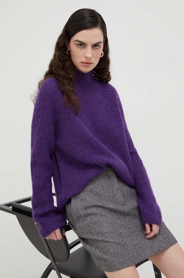 Marc O'Polo Volnen pulover Marc O'Polo ženski, vijolična barva