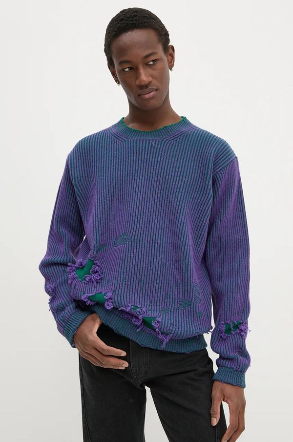 MM6 Maison Margiela Volnen pulover MM6 Maison Margiela moški, vijolična barva, SH2HL0013.M13076