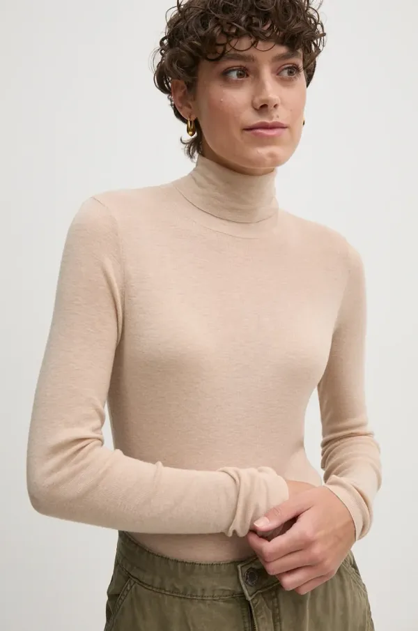 Mos Mosh Volnen pulover Mos Mosh ženski, bež barva, 165910