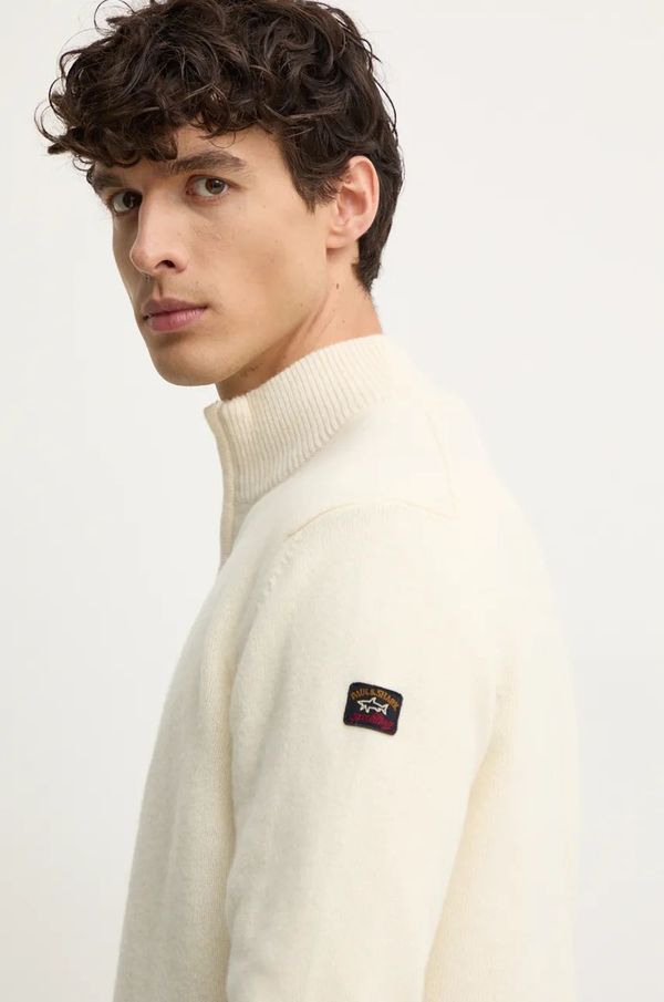 Paul&Shark Volnen pulover Paul&Shark moški, bež barva, 11311137