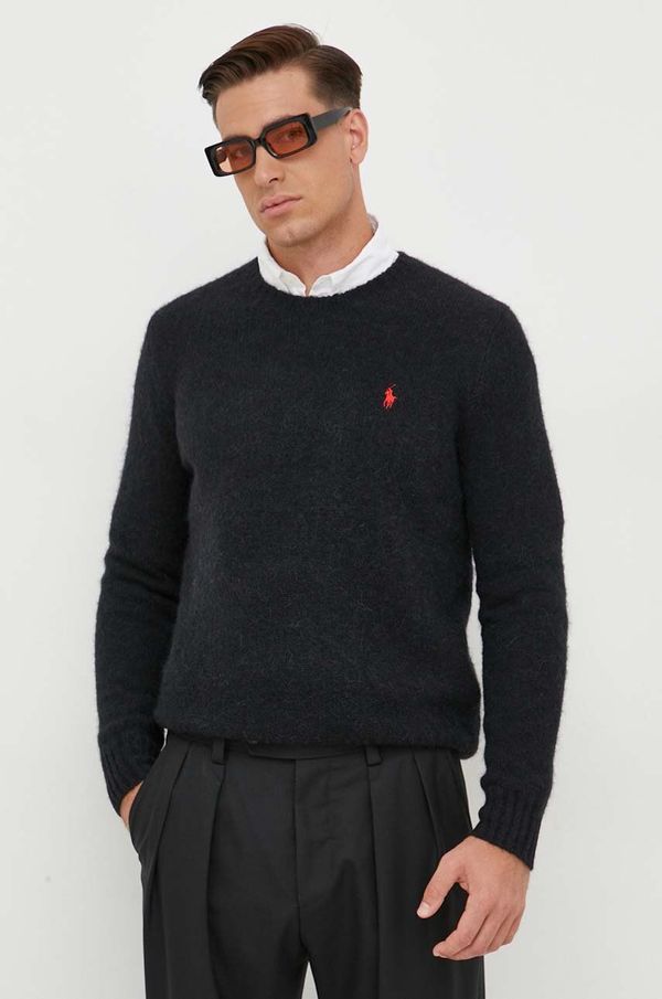 Polo Ralph Lauren Volnen pulover Polo Ralph Lauren moški, črna barva