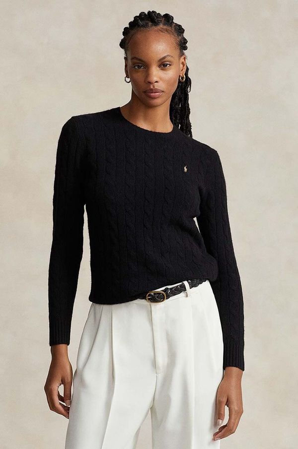 Polo Ralph Lauren Volnen pulover Polo Ralph Lauren ženski, črna barva